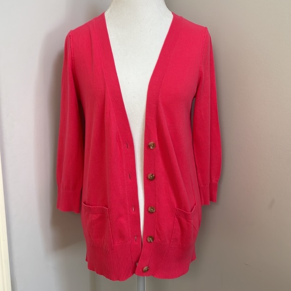 Mossimo Supply Co. Women Button Down Sweater/Cardigan with Front Pockets, Pink - Picture 12 of 13